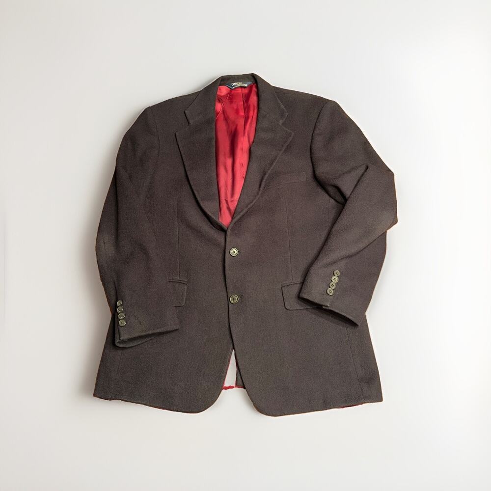 Vintage Polo Ralph Lauren Blazer 40R USA 100% Camel Hair Navy Sport Coat NOTE